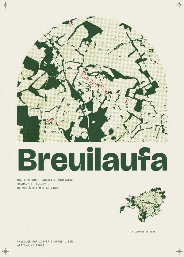 Affiche de Breuilaufa, calculée par 123-fr d'après l'IGN