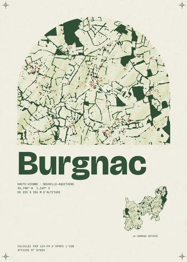 Affiche de Burgnac, calculée par 123-fr d'après l'IGN
