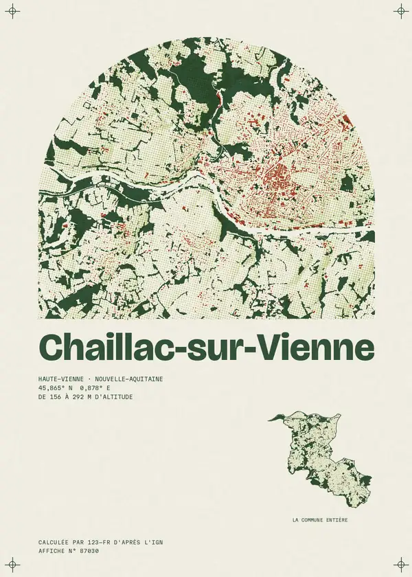 Affiche de Chaillac-sur-Vienne, calculée par 123-fr d'après l'IGN