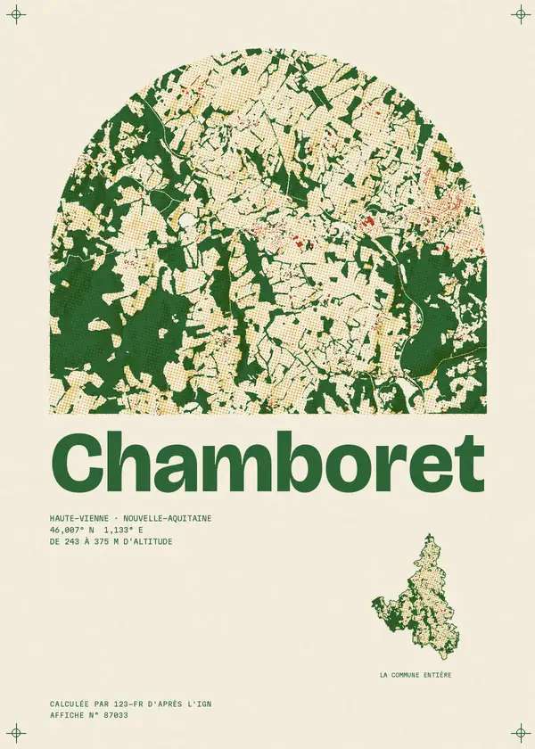 Affiche de Chamboret, calculée par 123-fr d'après l'IGN