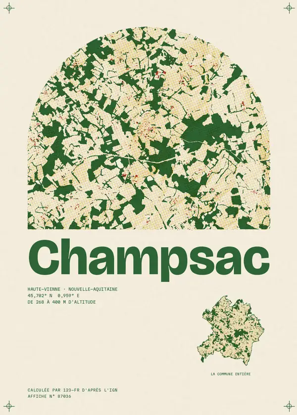 Affiche de Champsac, calculée par 123-fr d'après l'IGN