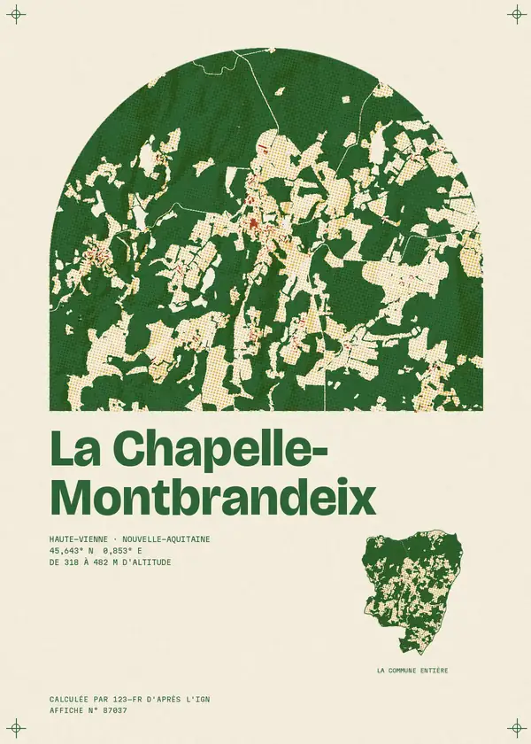 Affiche de La Chapelle-Montbrandeix, calculée par 123-fr d'après l'IGN