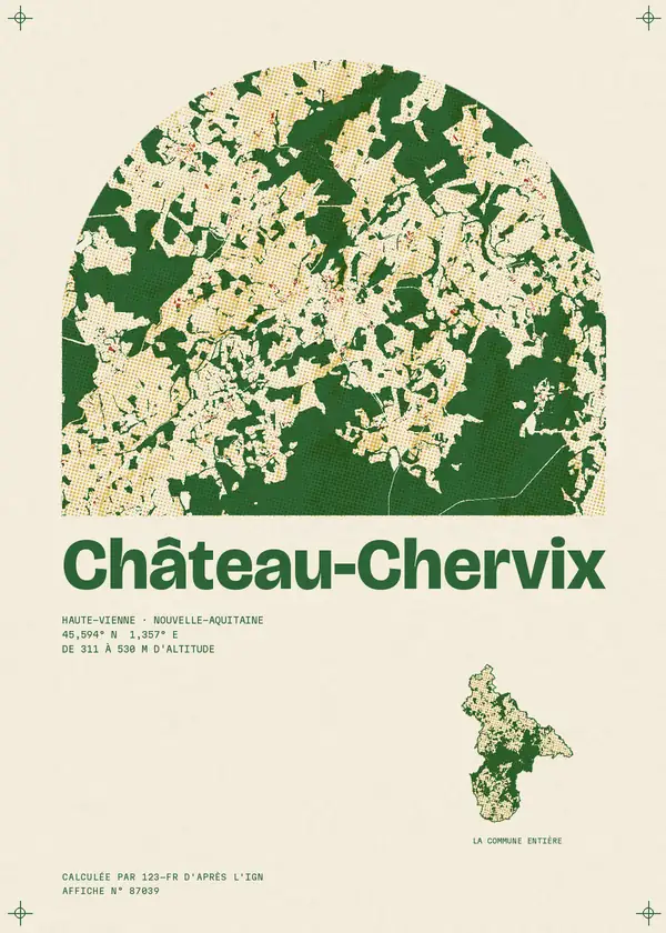Affiche de Château-Chervix, calculée par 123-fr d'après l'IGN