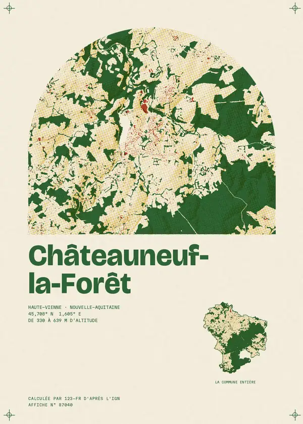 Affiche de Châteauneuf-la-Forêt, calculée par 123-fr d'après l'IGN