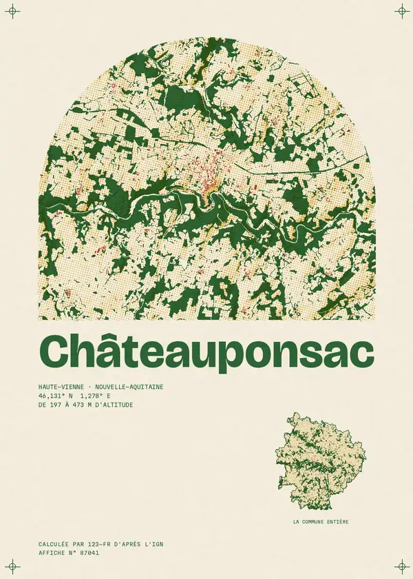 Affiche de Châteauponsac, calculée par 123-fr d'après l'IGN