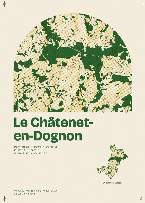 Affiche de Le Châtenet-en-Dognon, calculée par 123-fr d'après l'IGN