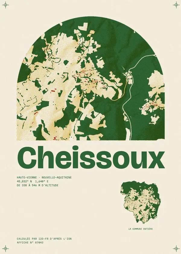 Affiche de Cheissoux, calculée par 123-fr d'après l'IGN