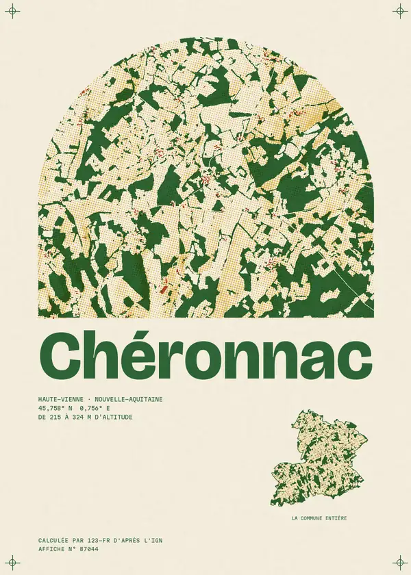 Affiche de Chéronnac, calculée par 123-fr d'après l'IGN