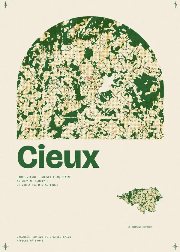 Affiche de Cieux, calculée par 123-fr d'après l'IGN