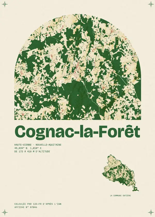 Affiche de Cognac-la-Forêt, calculée par 123-fr d'après l'IGN