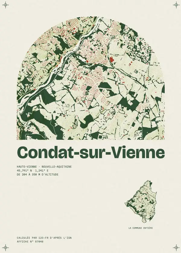 Affiche de Condat-sur-Vienne, calculée par 123-fr d'après l'IGN