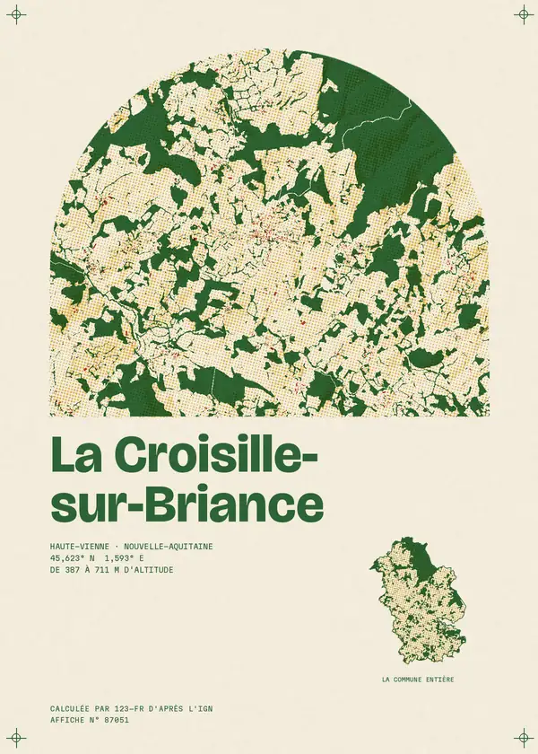 Affiche de La Croisille-sur-Briance, calculée par 123-fr d'après l'IGN