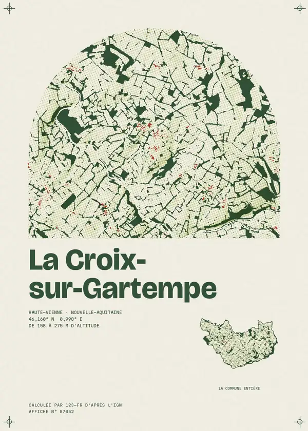 Affiche de La Croix-sur-Gartempe, calculée par 123-fr d'après l'IGN