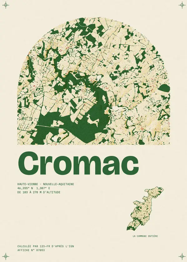 Affiche de Cromac, calculée par 123-fr d'après l'IGN