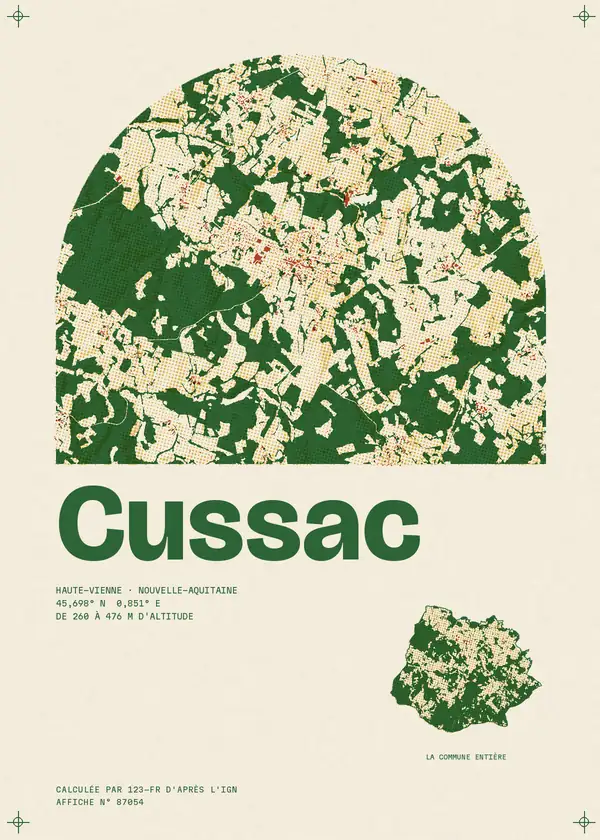 Affiche de Cussac, calculée par 123-fr d'après l'IGN