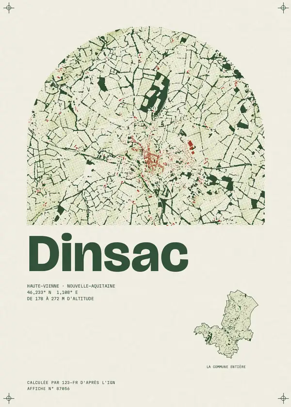 Affiche de Dinsac, calculée par 123-fr d'après l'IGN