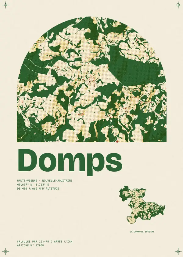 Affiche de Domps, calculée par 123-fr d'après l'IGN