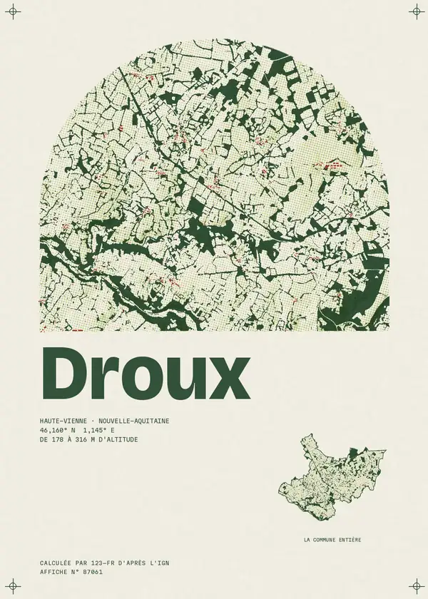 Affiche de Droux, calculée par 123-fr d'après l'IGN