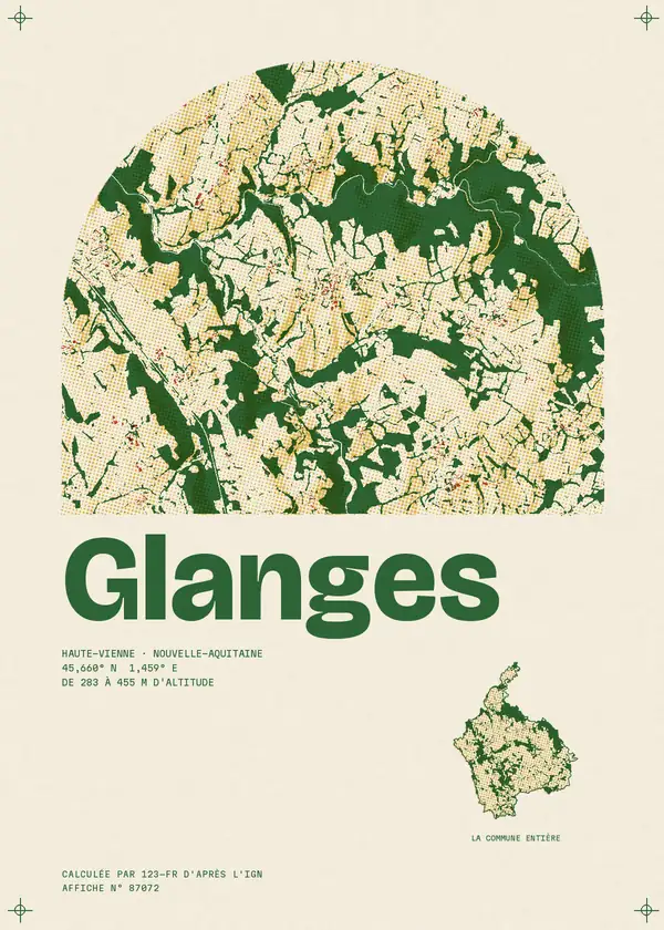 Affiche de Glanges, calculée par 123-fr d'après l'IGN
