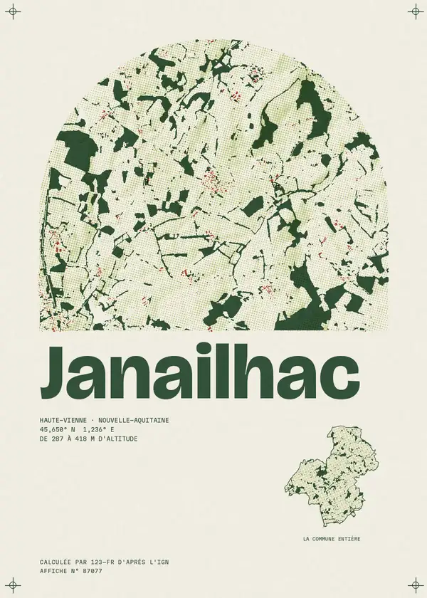 Affiche de Janailhac, calculée par 123-fr d'après l'IGN