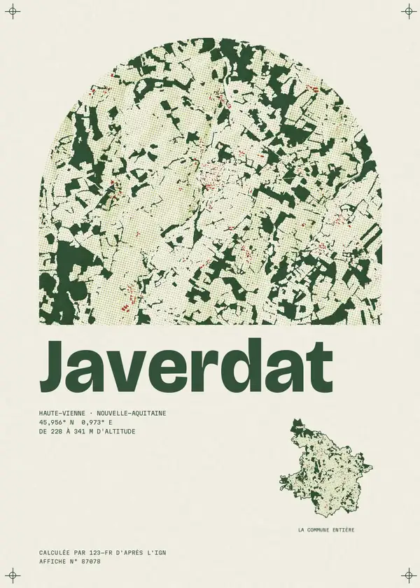 Affiche de Javerdat, calculée par 123-fr d'après l'IGN