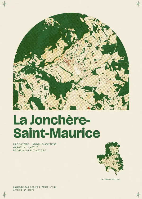 Affiche de La Jonchère-Saint-Maurice, calculée par 123-fr d'après l'IGN