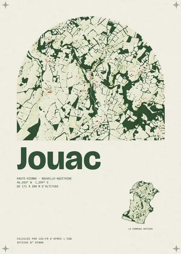 Affiche de Jouac, calculée par 123-fr d'après l'IGN