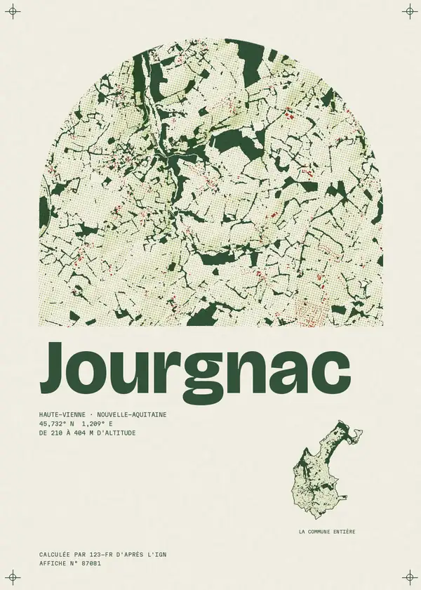 Affiche de Jourgnac, calculée par 123-fr d'après l'IGN