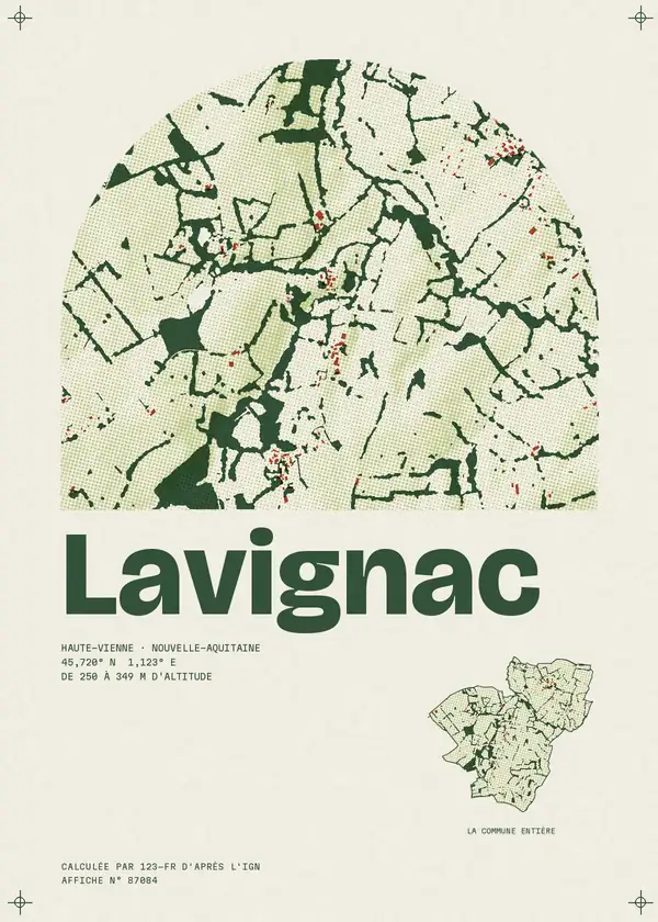 Affiche de Lavignac, calculée par 123-fr d'après l'IGN
