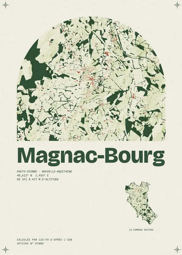 Affiche de Magnac-Bourg, calculée par 123-fr d'après l'IGN