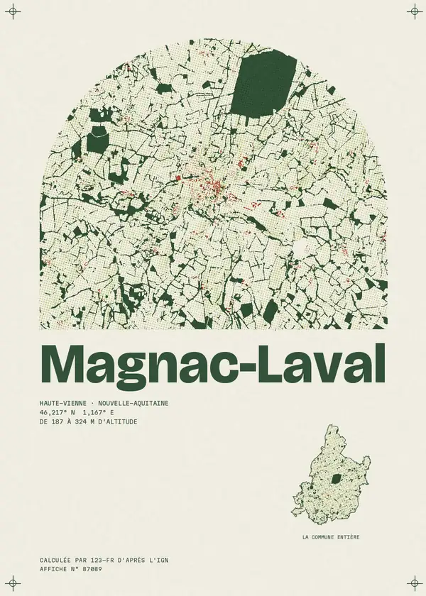 Affiche de Magnac-Laval, calculée par 123-fr d'après l'IGN