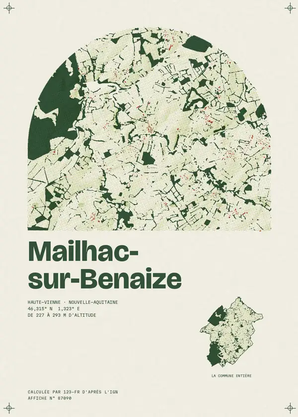 Affiche de Mailhac-sur-Benaize, calculée par 123-fr d'après l'IGN