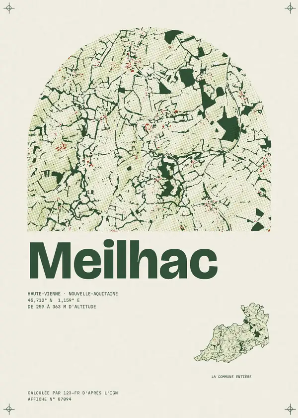 Affiche de Meilhac, calculée par 123-fr d'après l'IGN