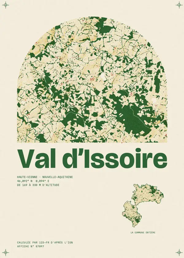 Affiche de Val d'Issoire, calculée par 123-fr d'après l'IGN
