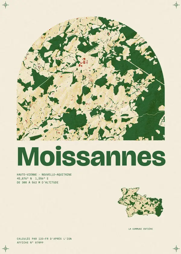 Affiche de Moissannes, calculée par 123-fr d'après l'IGN