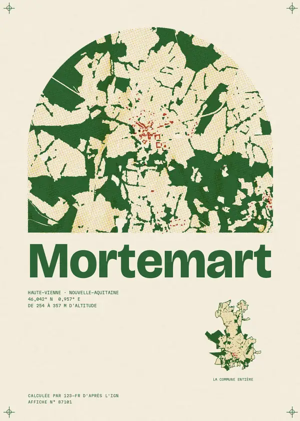 Affiche de Mortemart, calculée par 123-fr d'après l'IGN