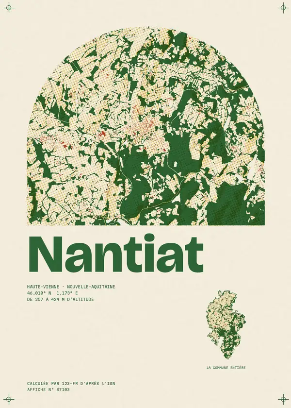Affiche de Nantiat, calculée par 123-fr d'après l'IGN