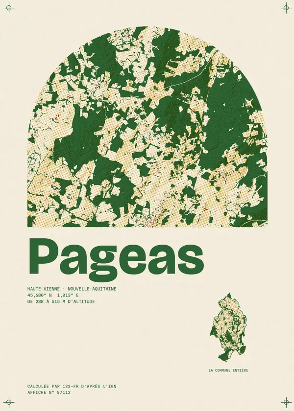 Affiche de Pageas, calculée par 123-fr d'après l'IGN