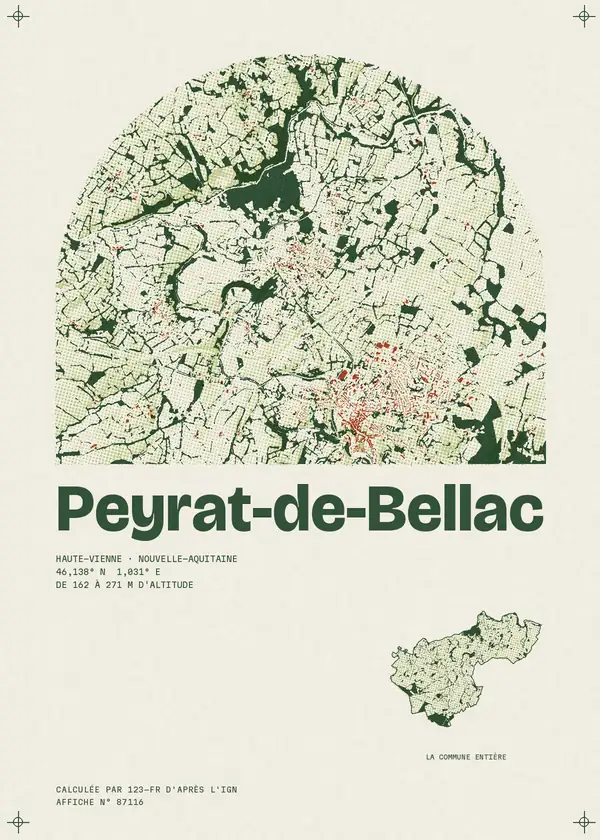 Affiche de Peyrat-de-Bellac, calculée par 123-fr d'après l'IGN