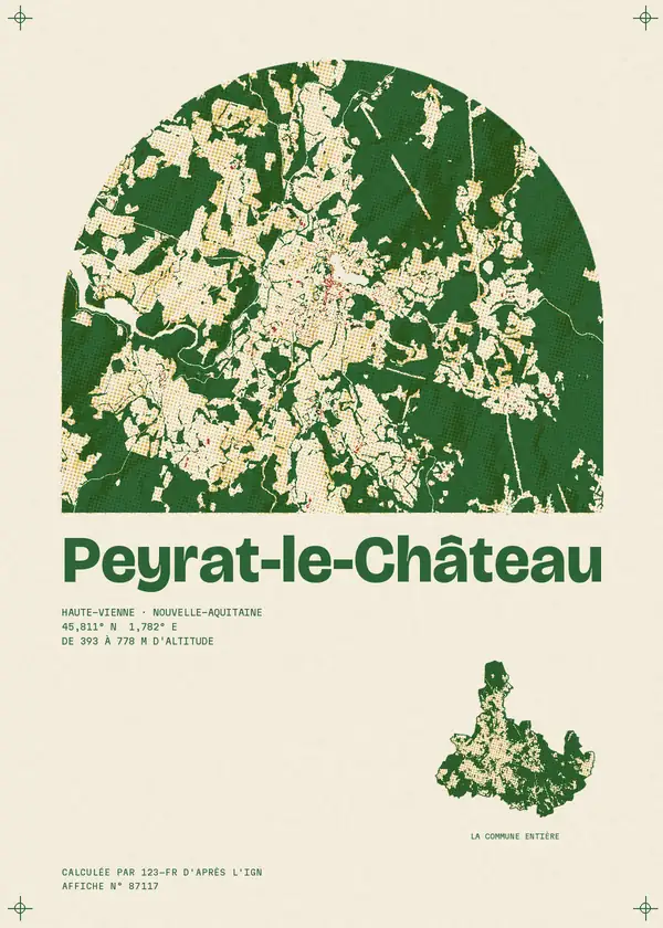 Affiche de Peyrat-le-Château, calculée par 123-fr d'après l'IGN