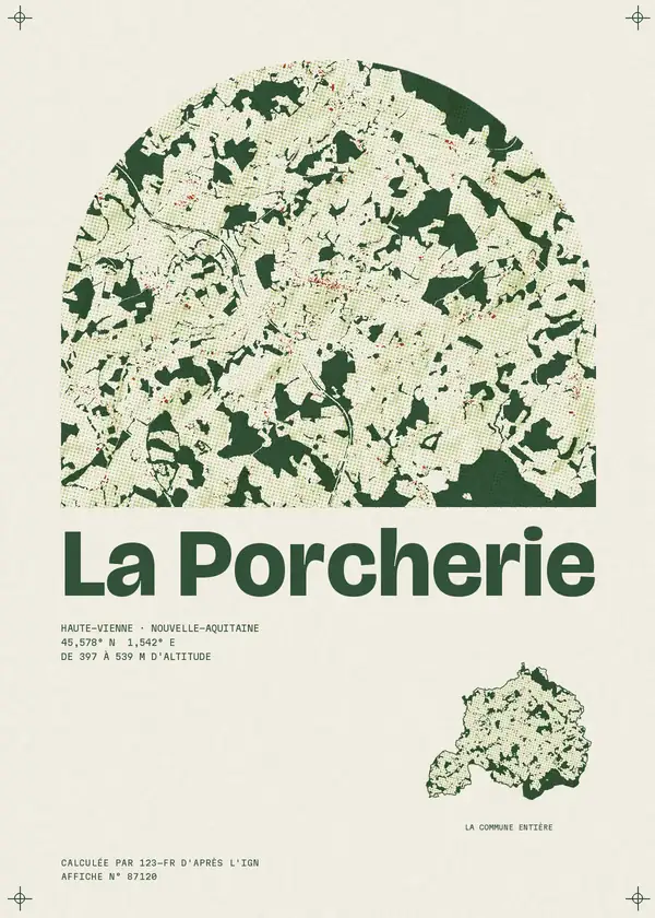 Affiche de La Porcherie, calculée par 123-fr d'après l'IGN