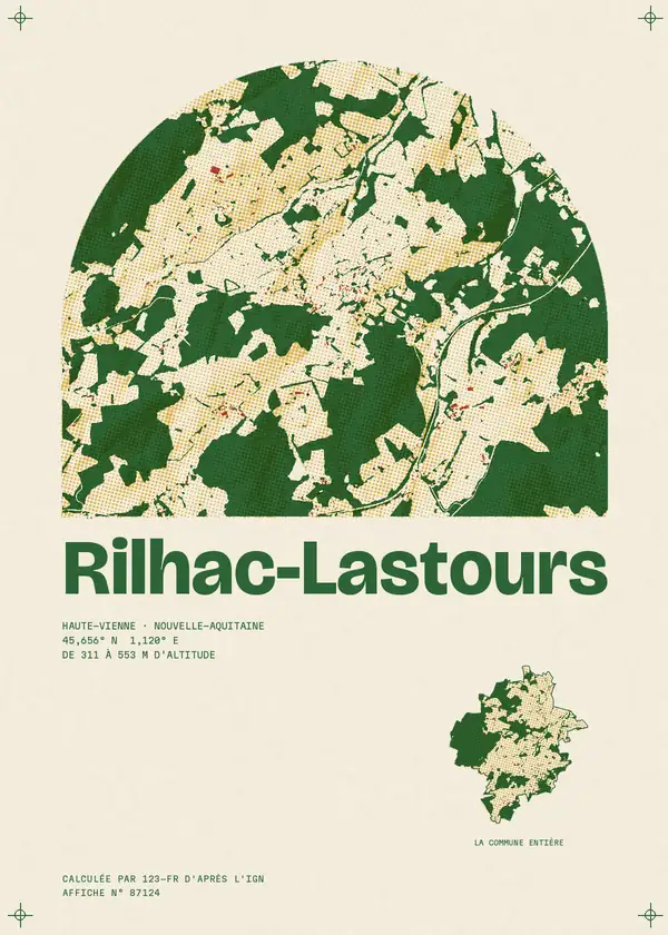 Affiche de Rilhac-Lastours, calculée par 123-fr d'après l'IGN