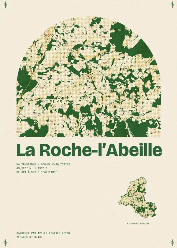 Affiche de La Roche-l'Abeille, calculée par 123-fr d'après l'IGN