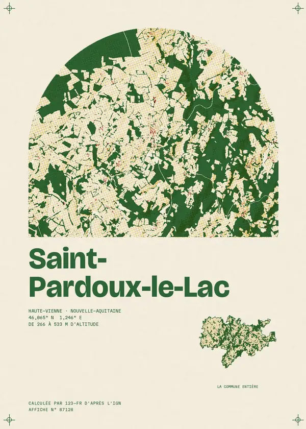 Affiche de Saint-Pardoux-le-Lac, calculée par 123-fr d'après l'IGN