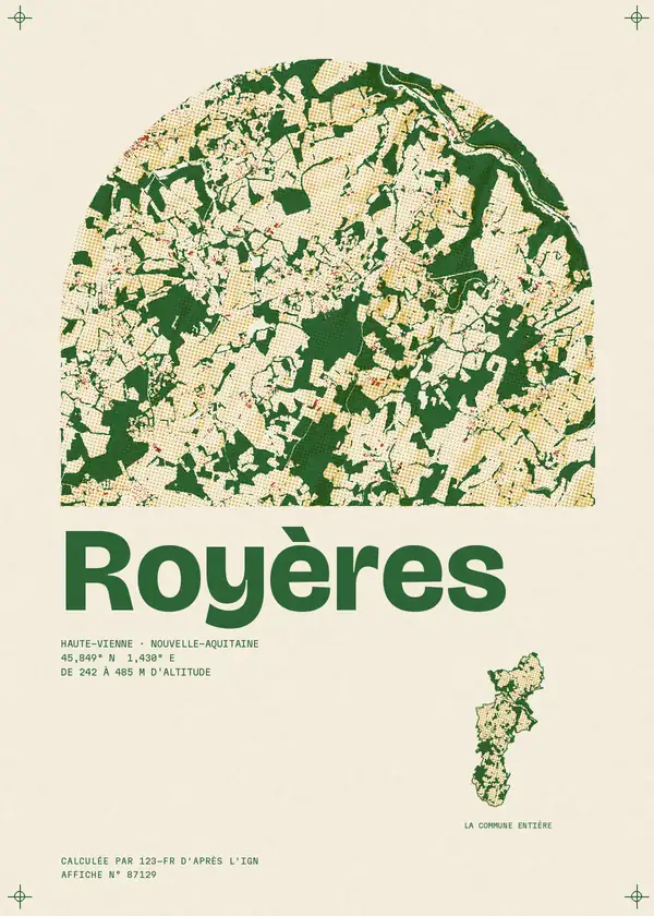 Affiche de Royères, calculée par 123-fr d'après l'IGN