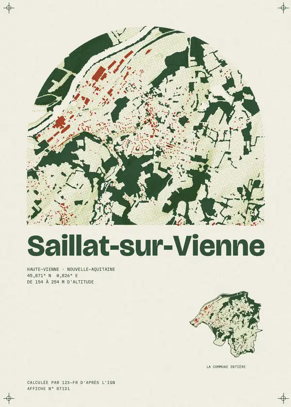 Affiche de Saillat-sur-Vienne, calculée par 123-fr d'après l'IGN