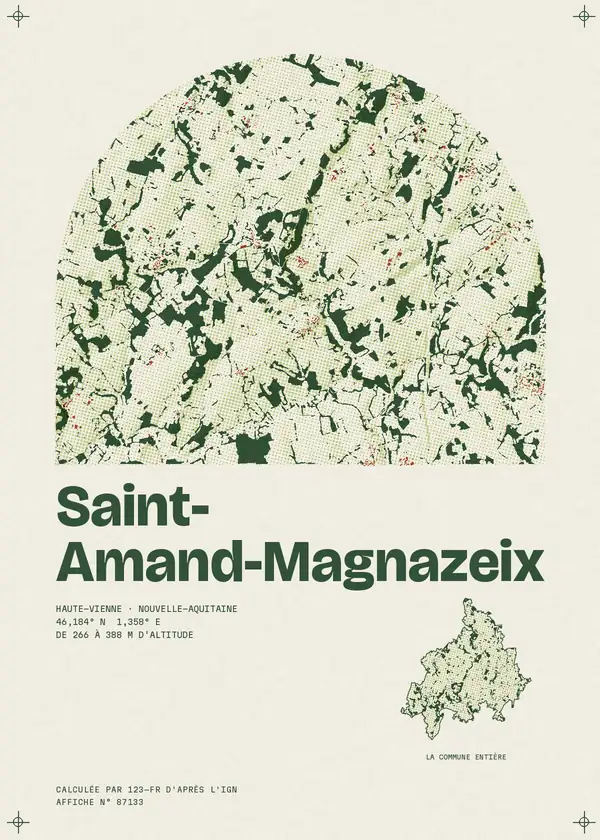 Affiche de Saint-Amand-Magnazeix, calculée par 123-fr d'après l'IGN