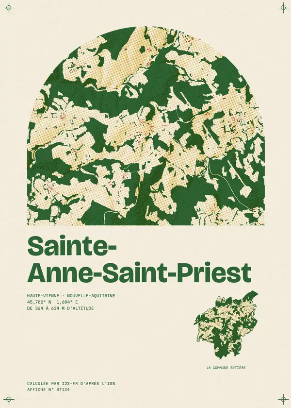 Affiche de Sainte-Anne-Saint-Priest, calculée par 123-fr d'après l'IGN