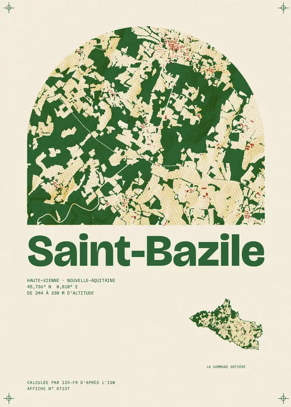 Affiche de Saint-Bazile, calculée par 123-fr d'après l'IGN