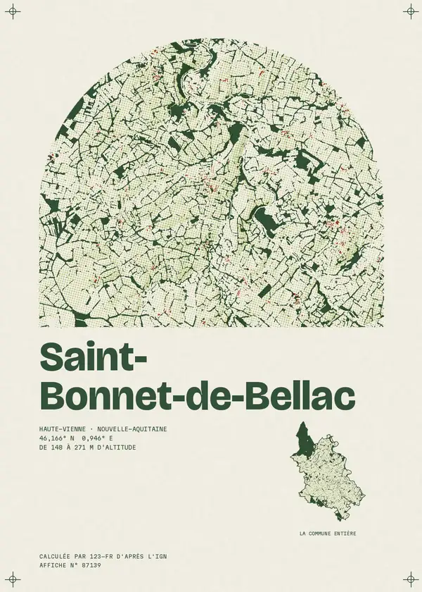 Affiche de Saint-Bonnet-de-Bellac, calculée par 123-fr d'après l'IGN